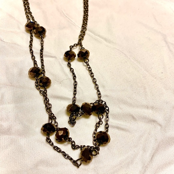 Dark Topaz Brown Double Strand Necklace - Picture 4 of 7